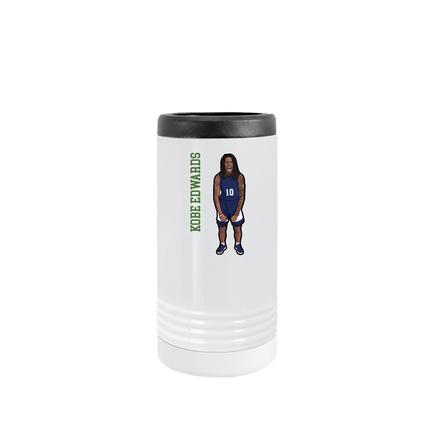Slim Beverage Holder — Name Vertical in White