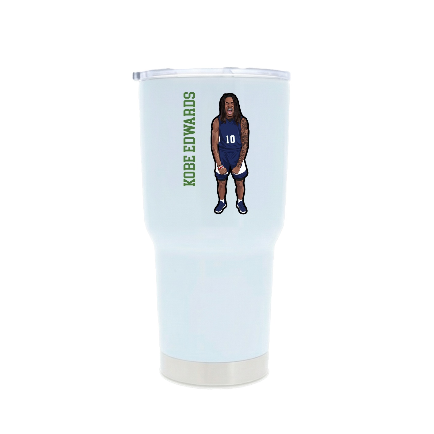 30oz Stainless Steel Tumbler — Name Vertical in White