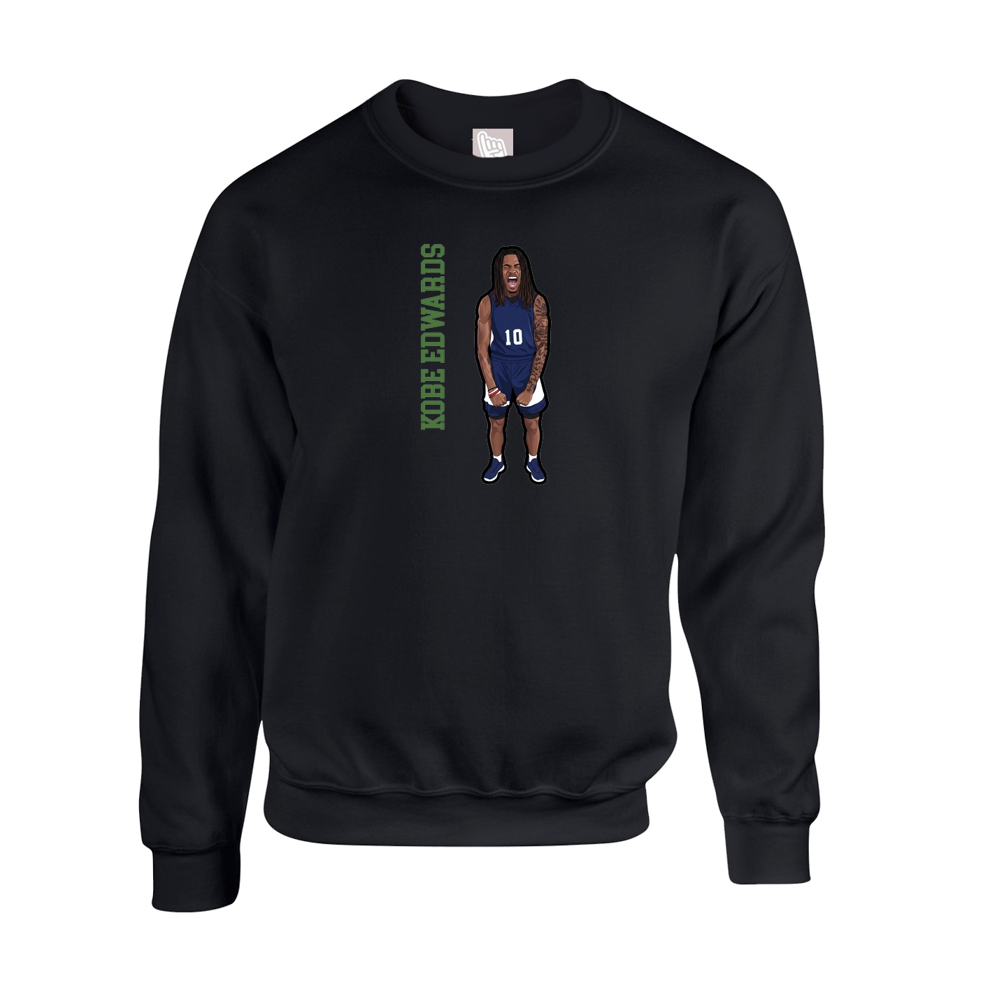 Fleece Crew — Name Vertical in Black