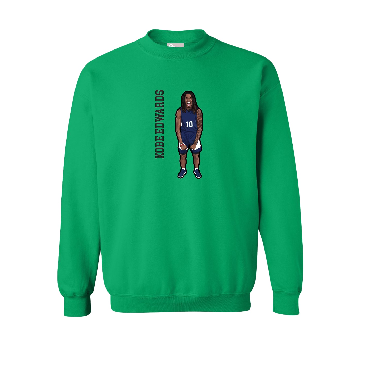 Fleece Crew — Name Vertical in Green