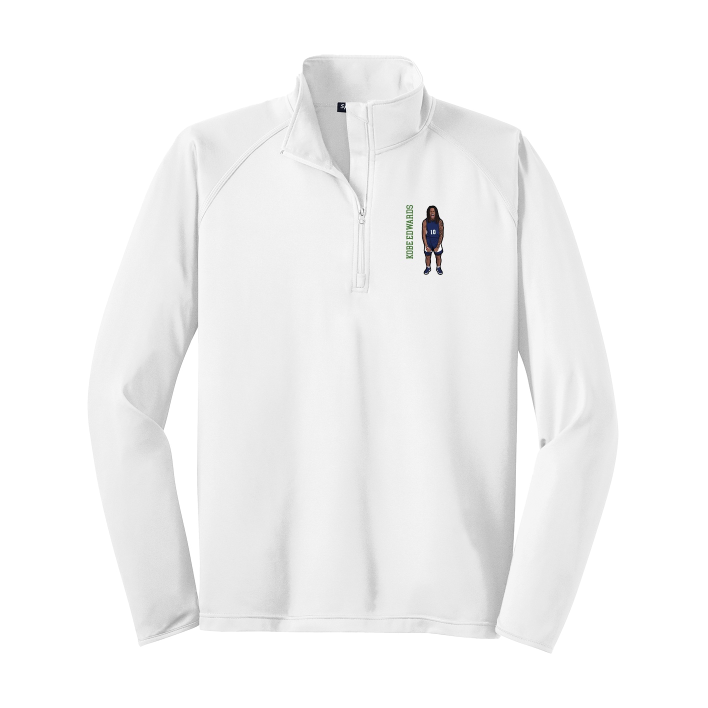Q-Zip Pullover — Name Vertical in White