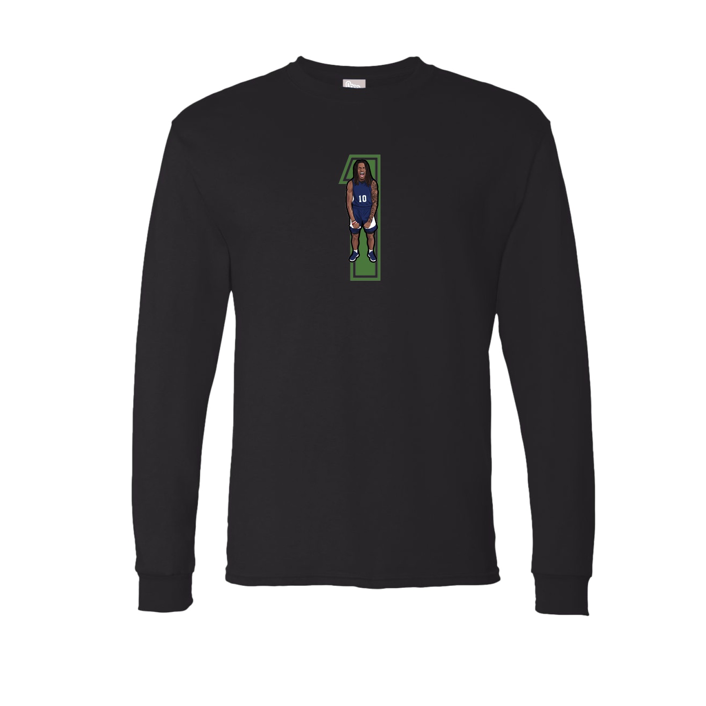 Long Sleeve Tee — Number in Black