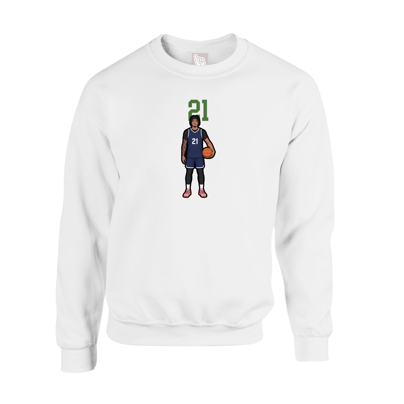 Fleece Crew — Number Top in White
