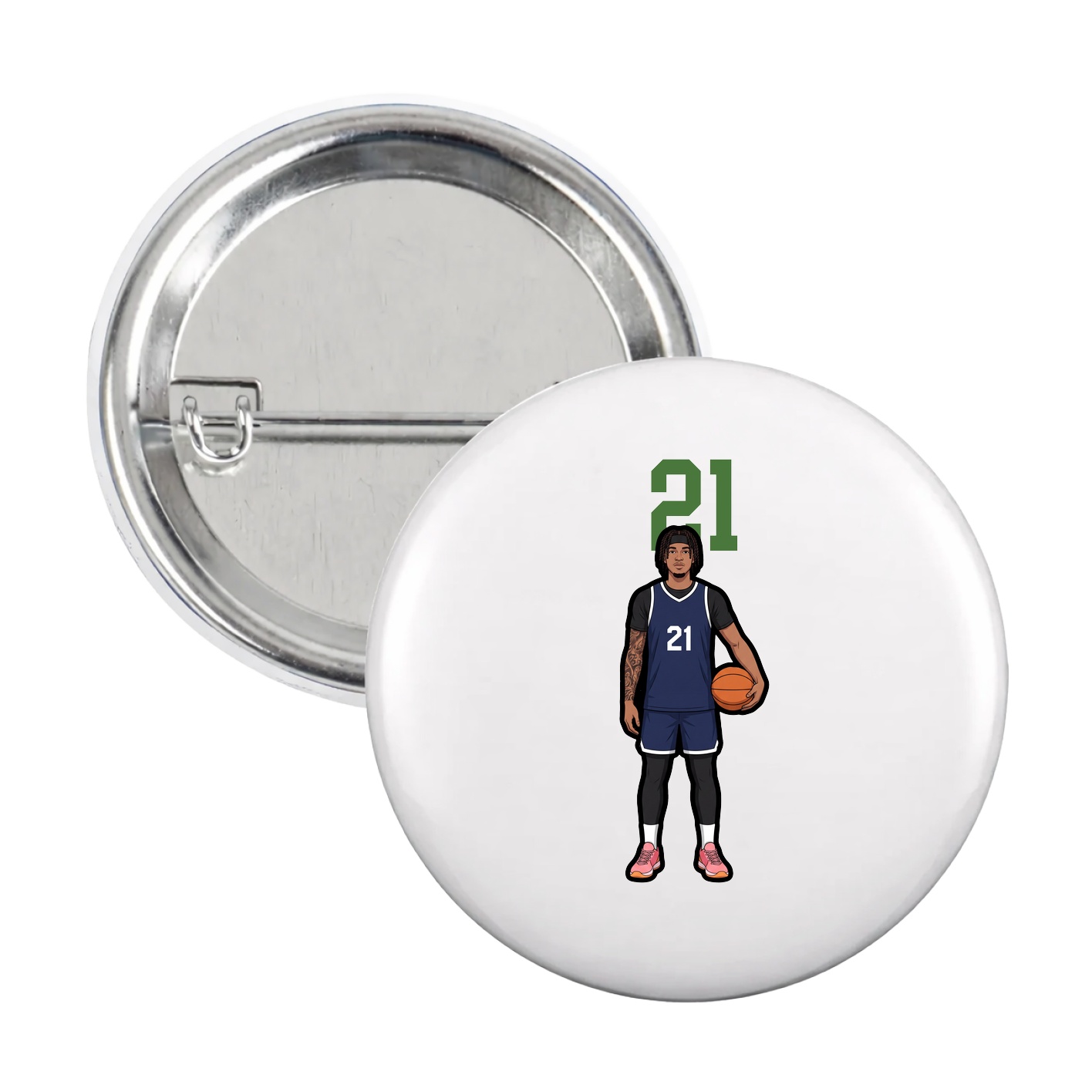 Game Day Button — Number Top in White