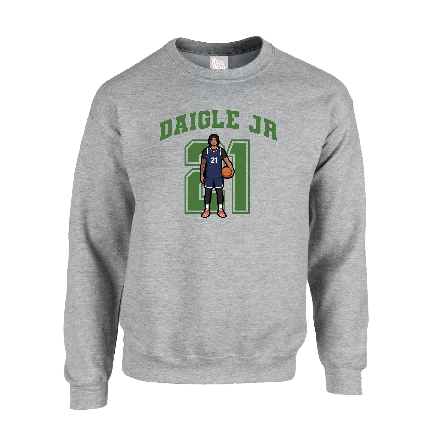 Fleece Crew — Number in Grey