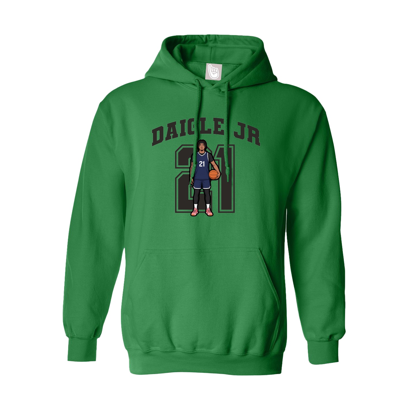 Youth Hoodie — Number in Green