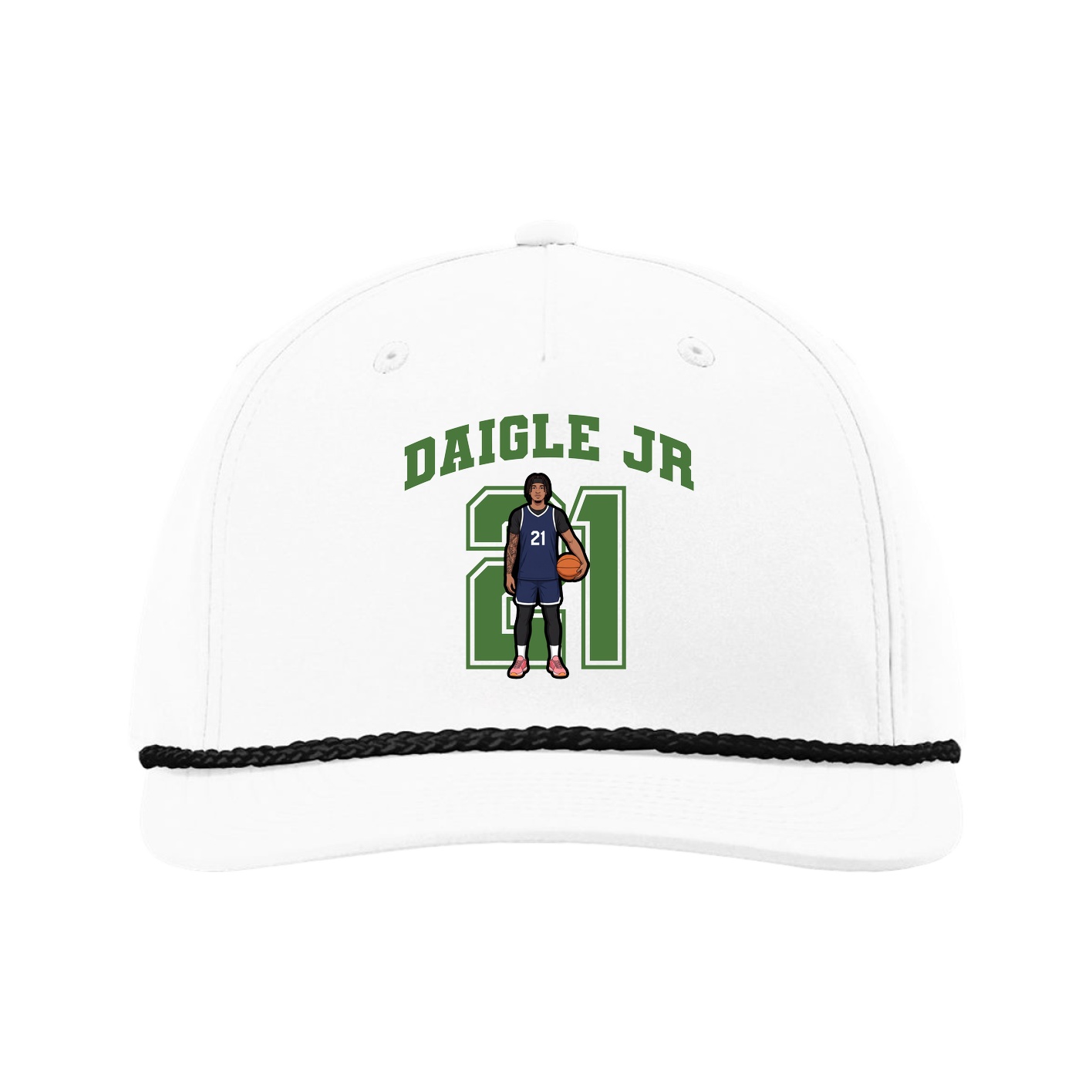 Five-Panel Classic Rope Cap — Number in White