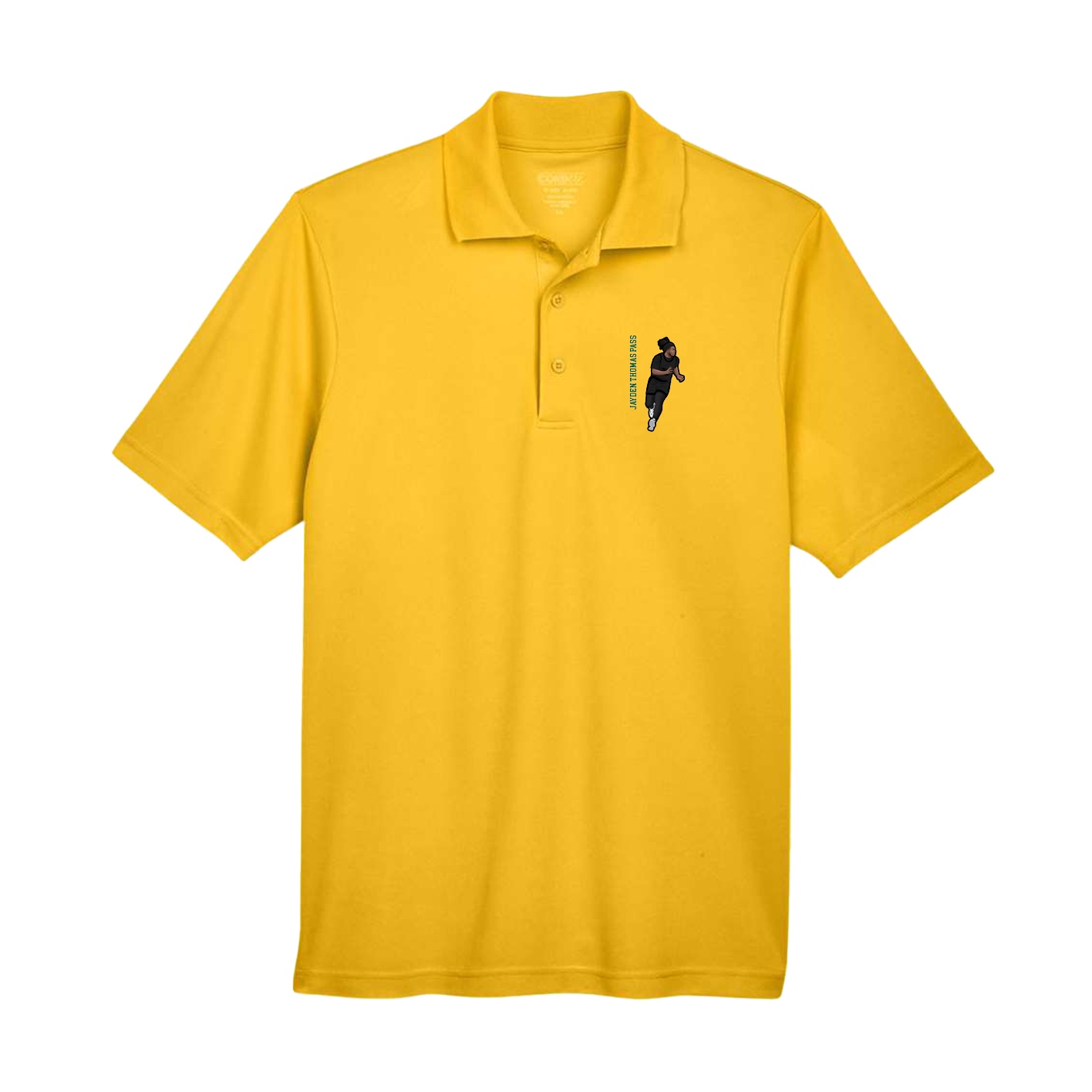Performance Polo — Name Vertical in Gold