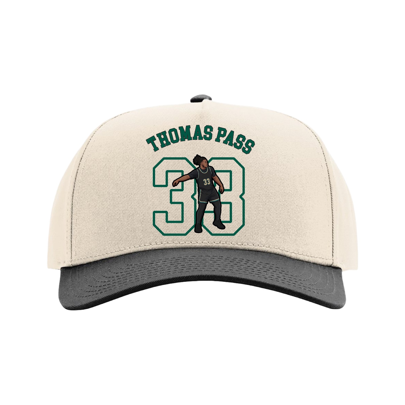 Full Fabric Five-Panel Champ Cap — Shirsey Arch in Cream/Black
