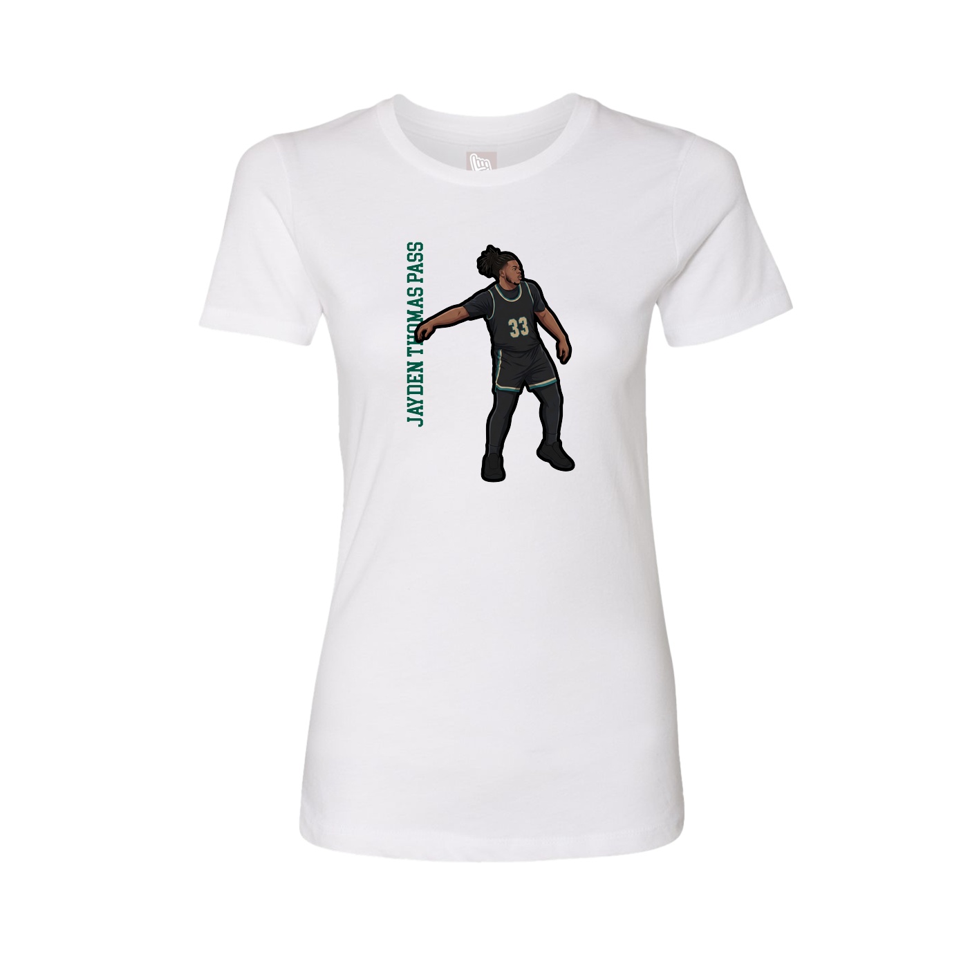 Womens Tee — Name Vertical in White