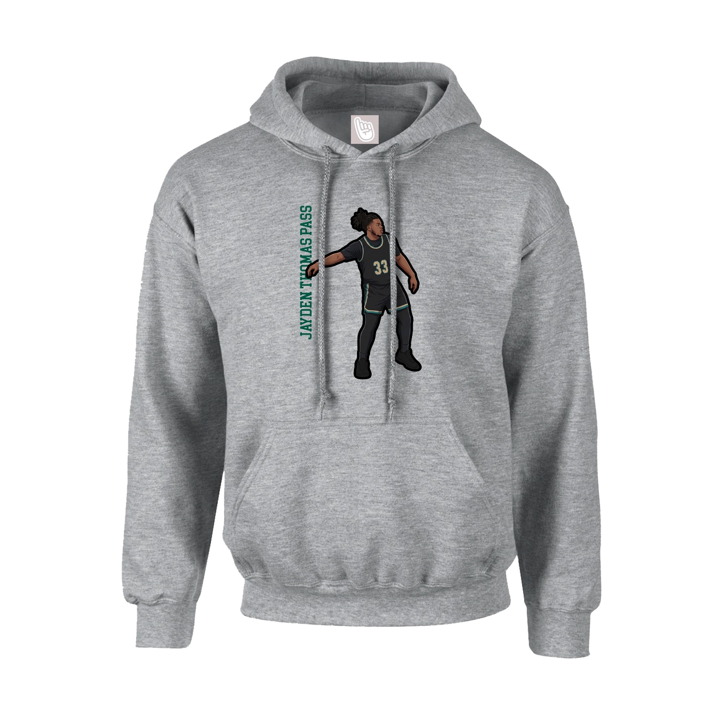 Youth Hoodie — Name Vertical in Grey