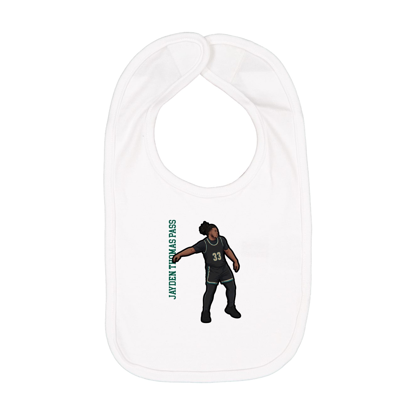Infant Bib — Name Vertical in White