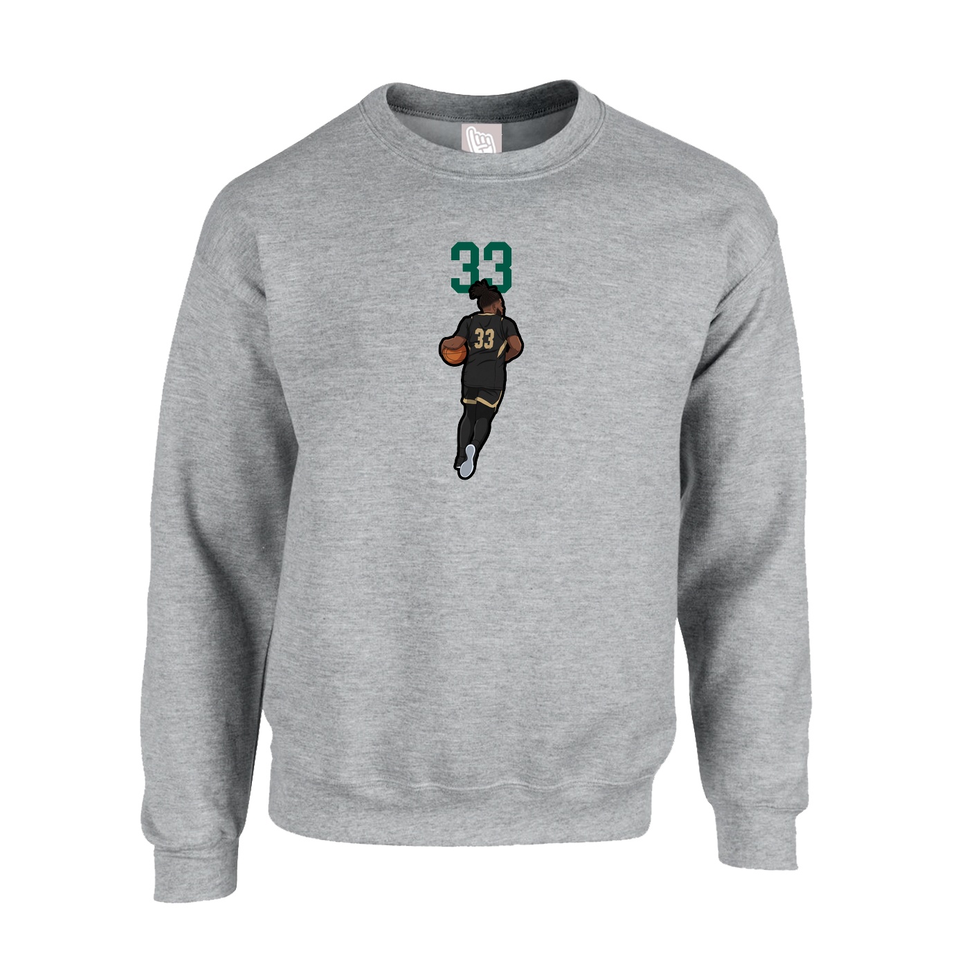 Fleece Crew — Number Top in Grey