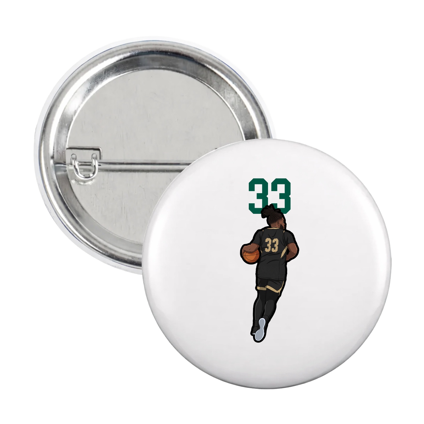 Game Day Button — Number Top in White