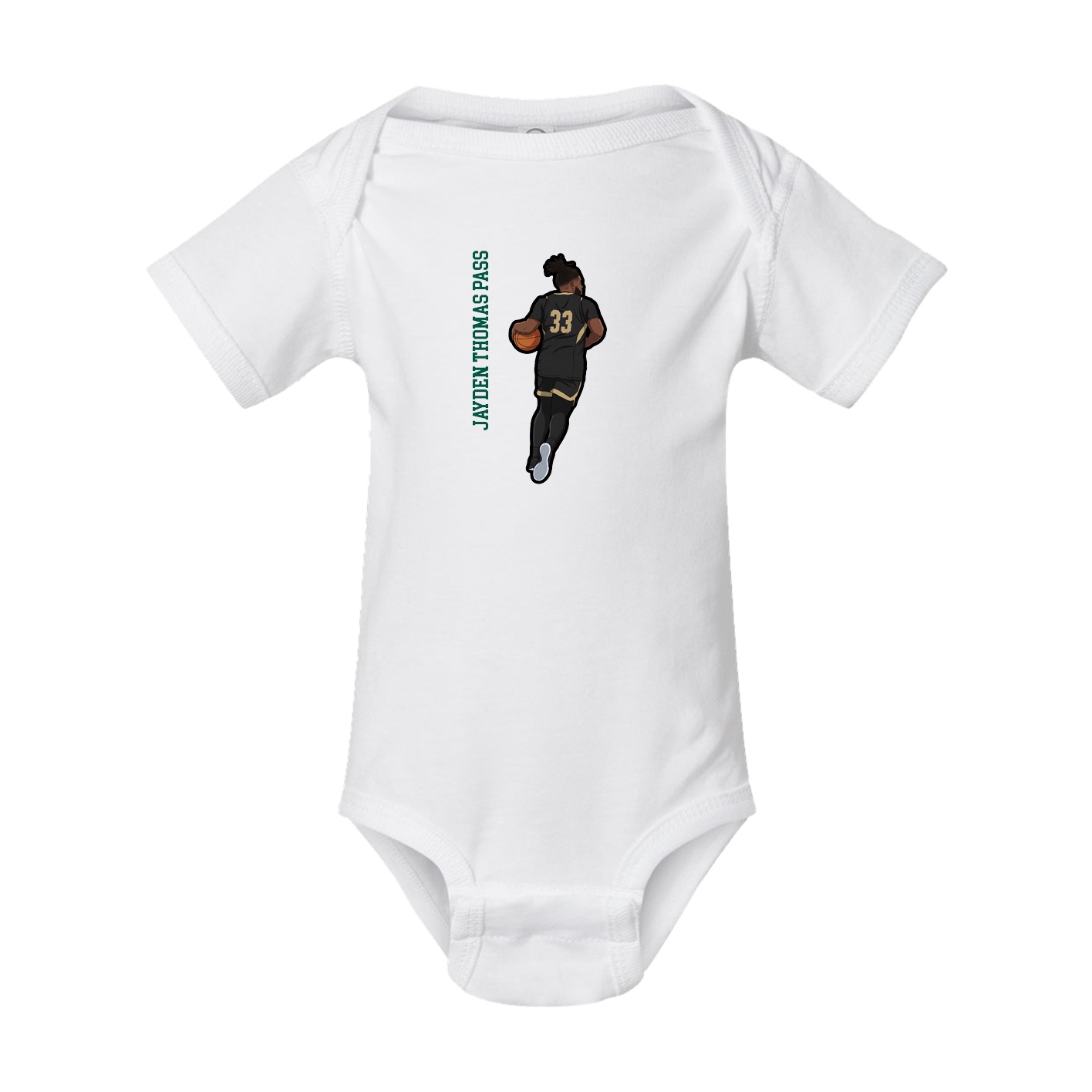 Baby Onesie — Name Vertical in White