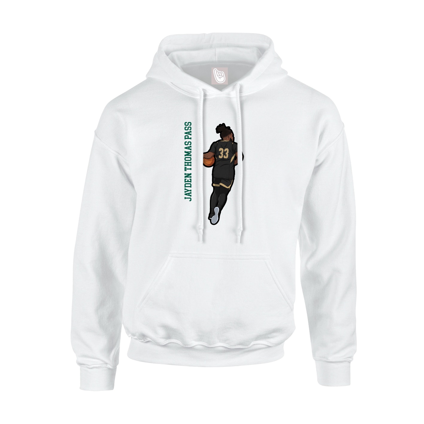 Youth Hoodie — Name Vertical in White