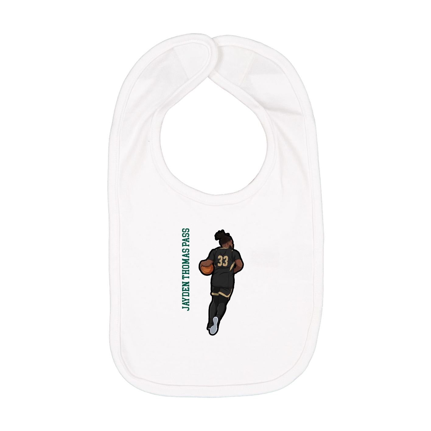 Infant Bib — Name Vertical in White