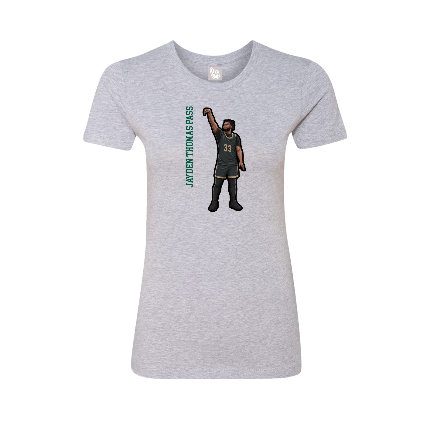 Womens Tee — Name Vertical in Grey