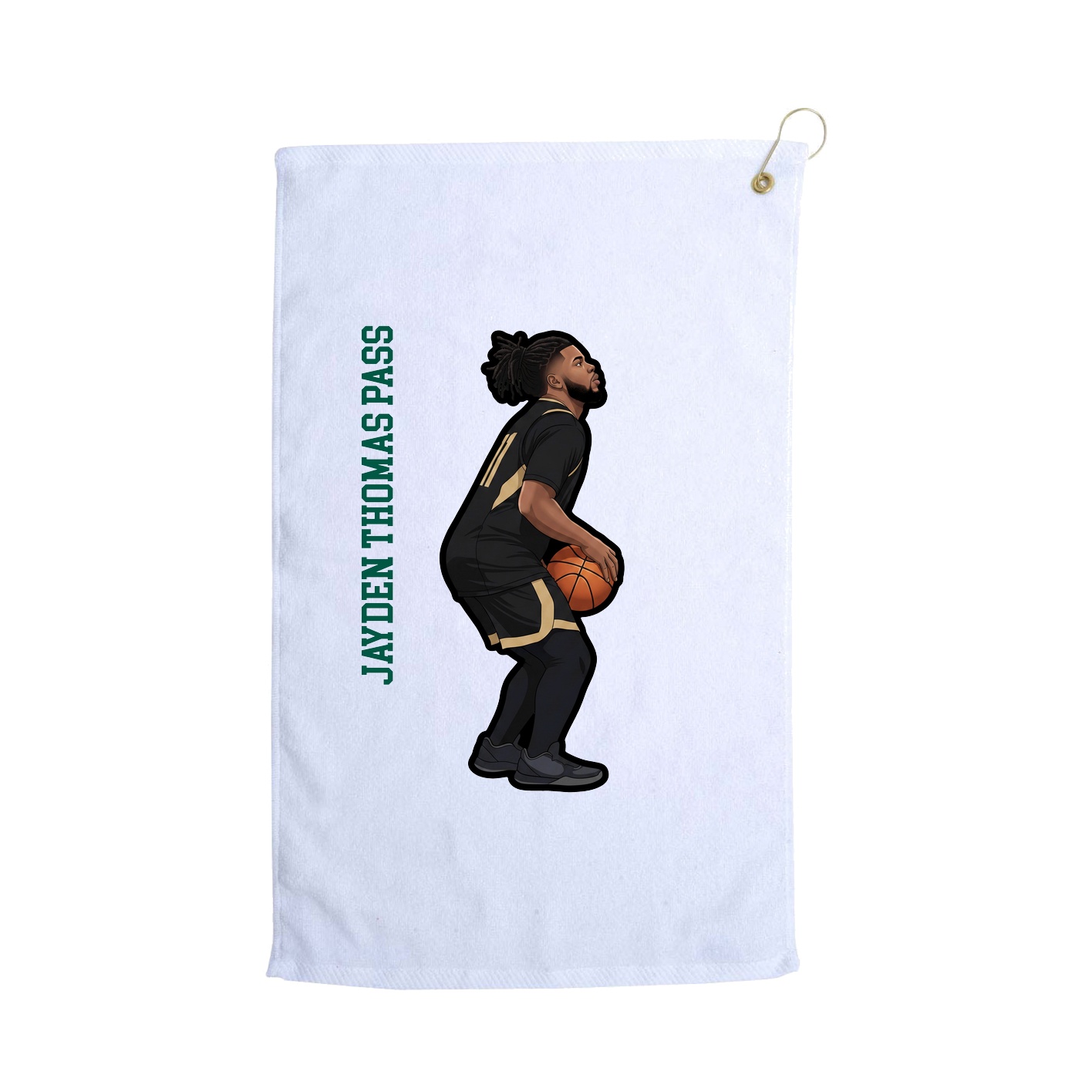 Golf Towel — Name Vertical in White