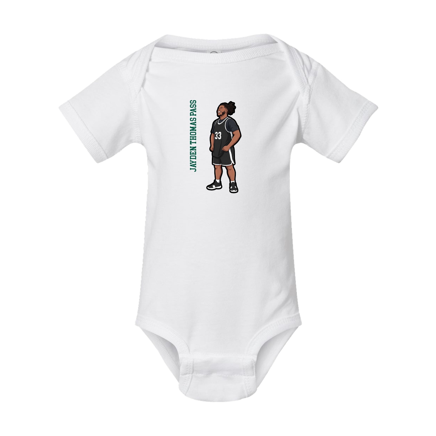 Baby Onesie — Name Vertical in White