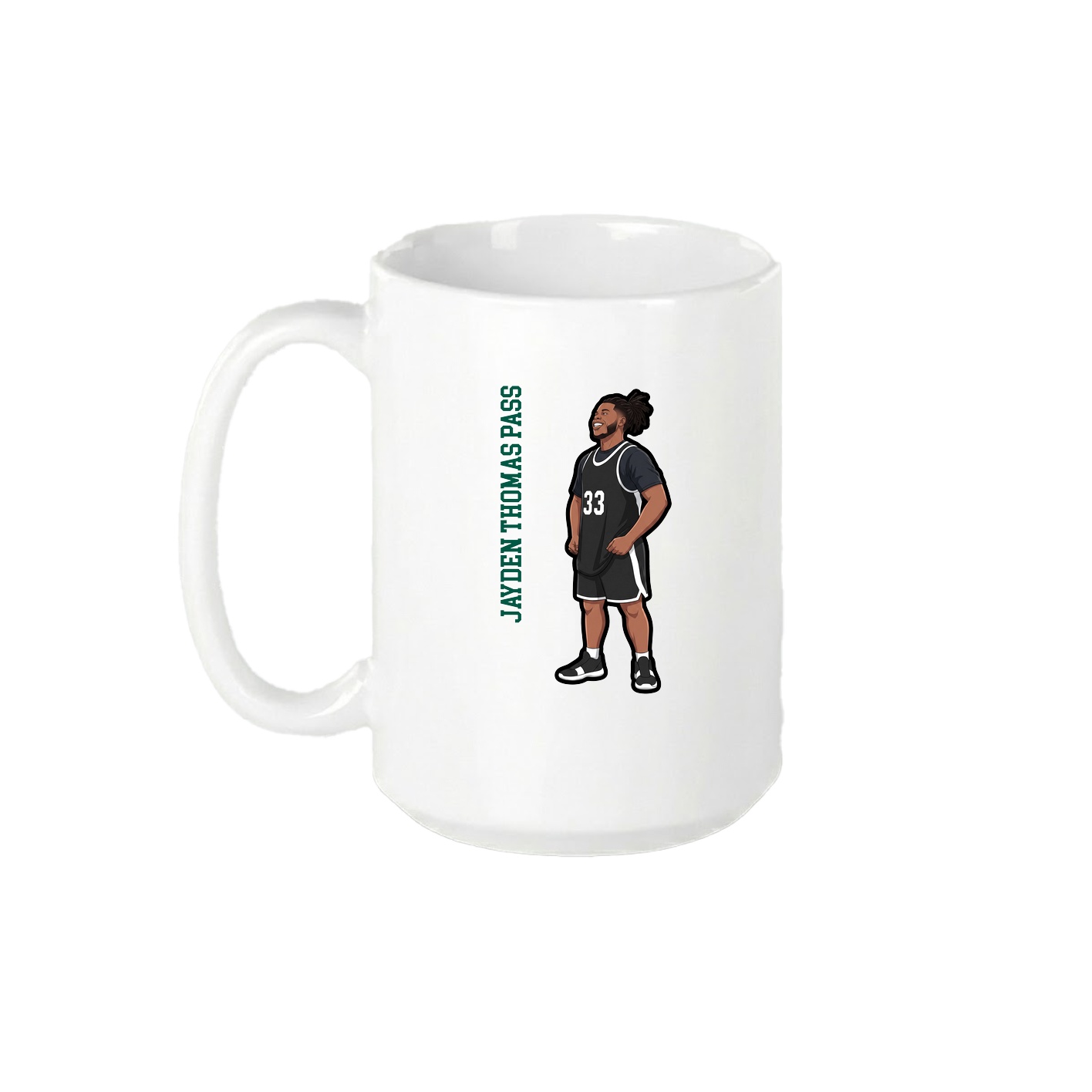 15oz Coffee Mug — Name Vertical in White