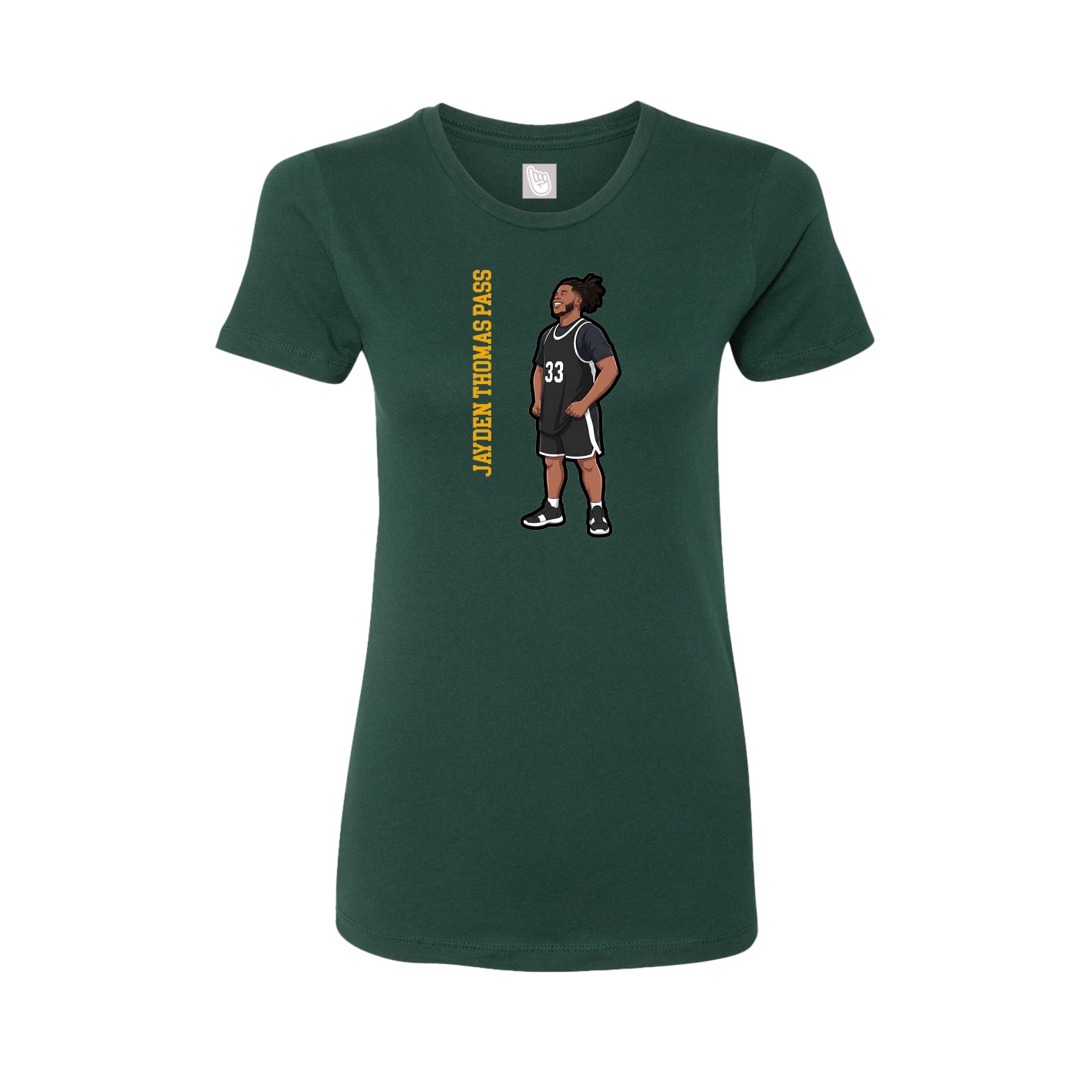 Womens Tee — Name Vertical in Green