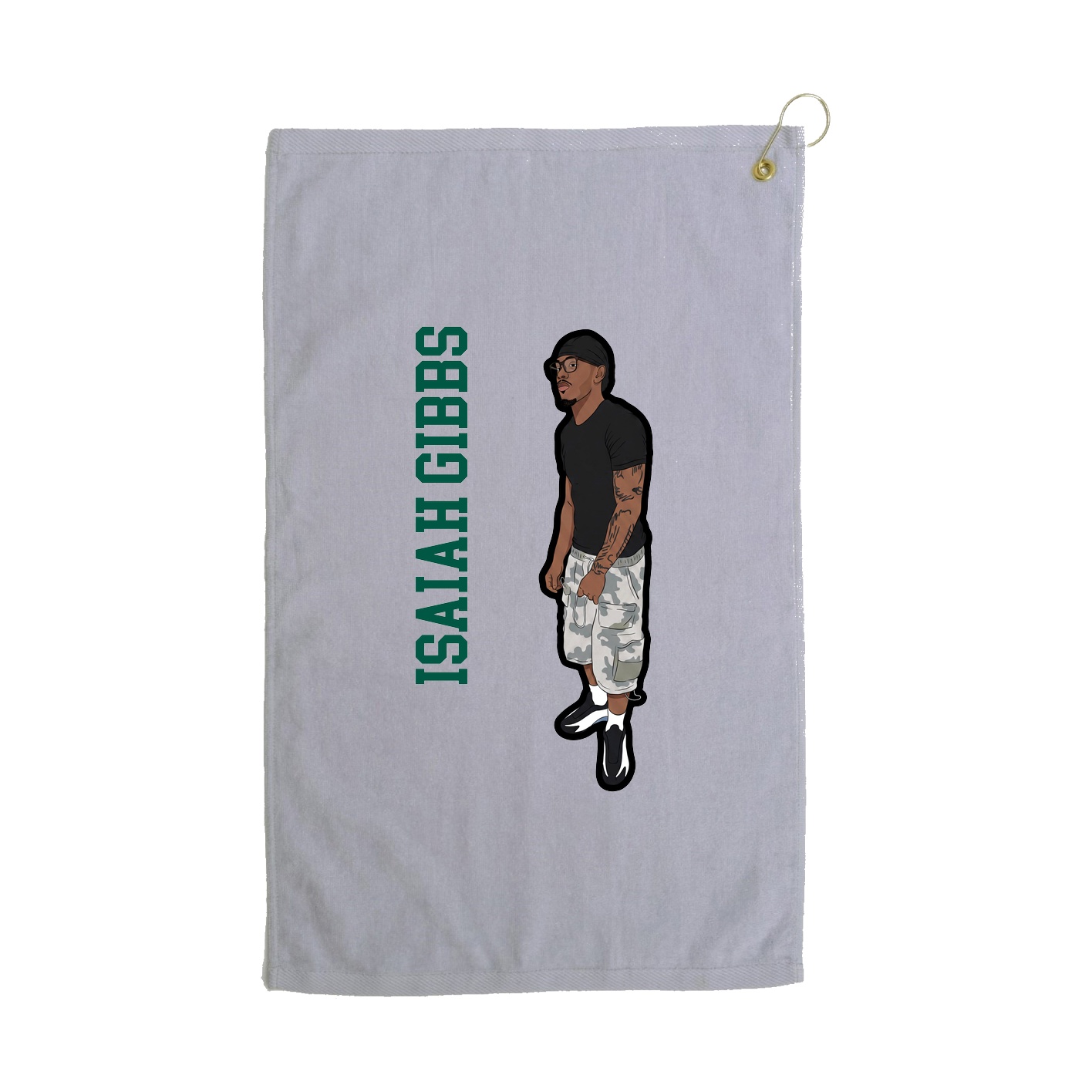 Golf Towel — Name Vertical in Grey