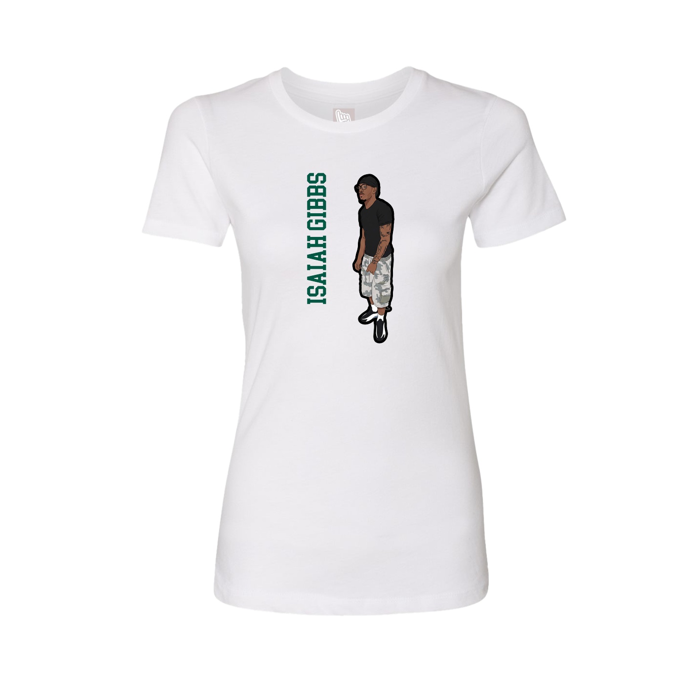 Fitted Women's Tee — Name Vertical in White