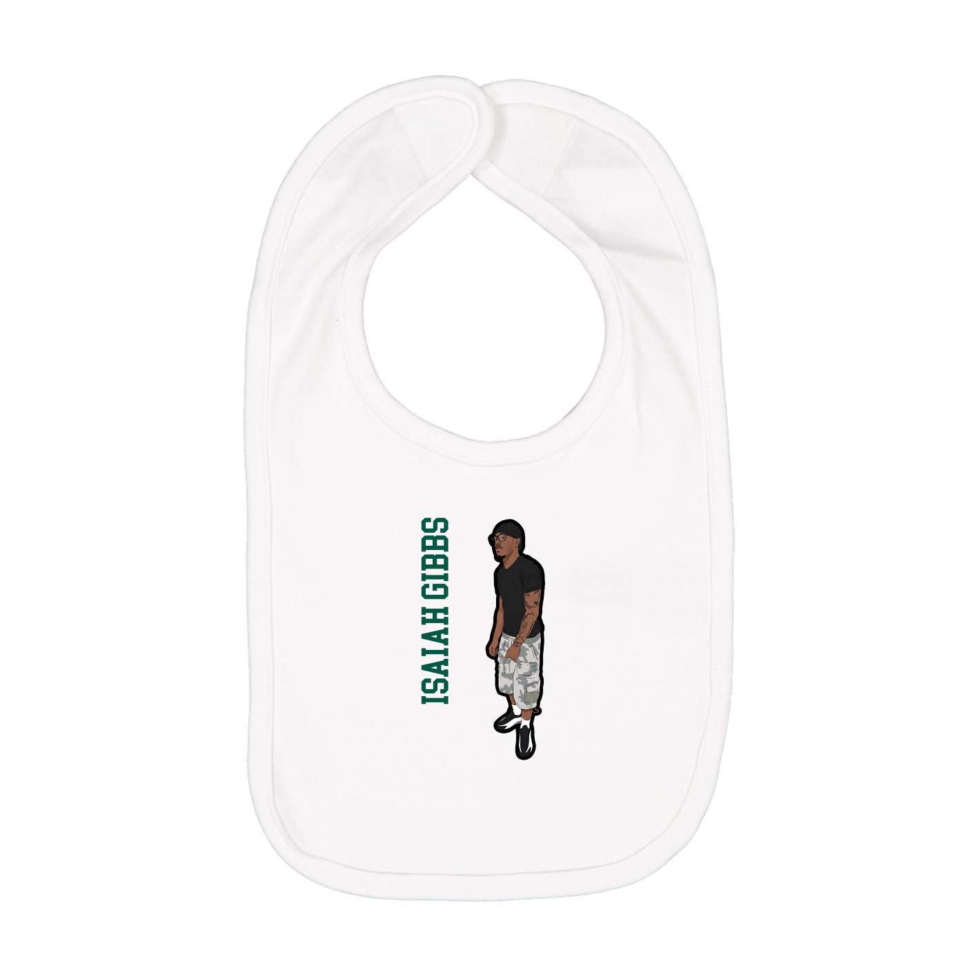 Infant Bib — Name Vertical in White