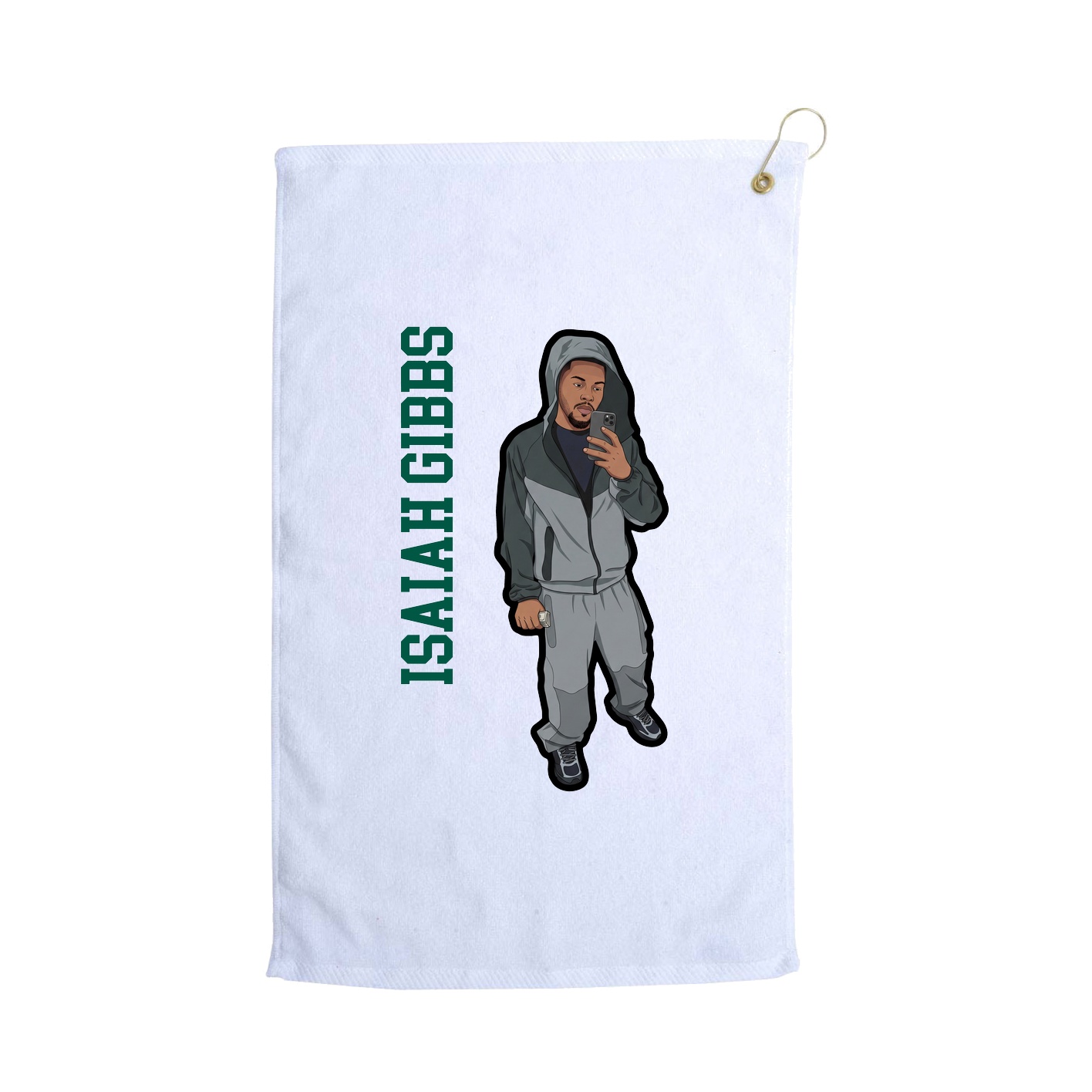 Golf Towel — Name Vertical in White