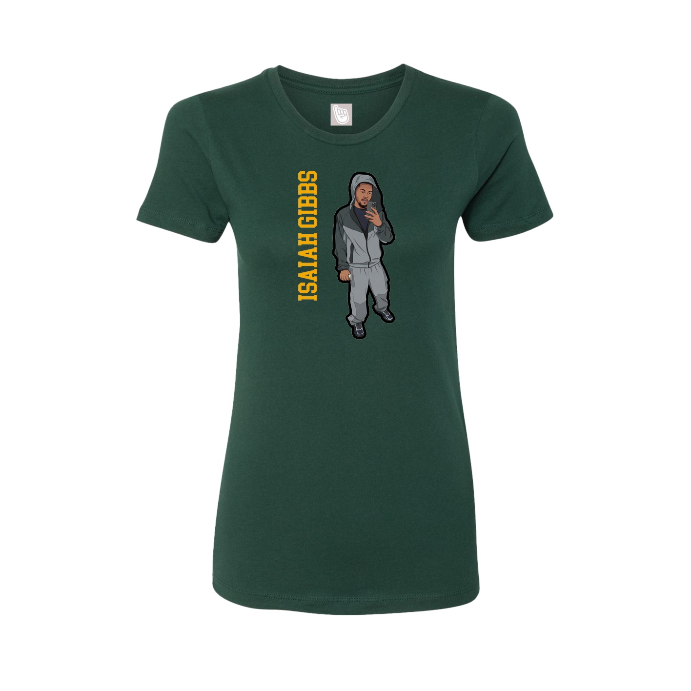 Fitted Women's Tee — Name Vertical in Green