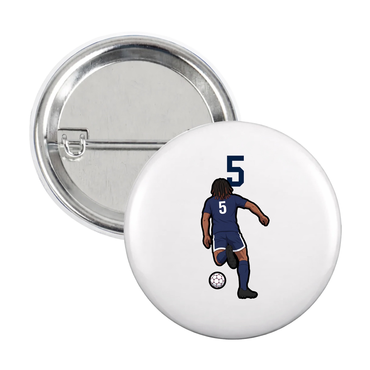 Game Day Button — Number Top in White