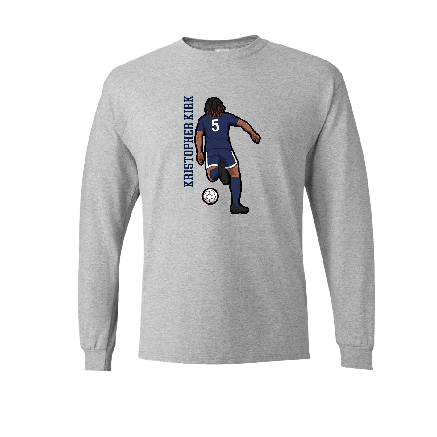 Long Sleeve Tee — Name Vertical in Grey