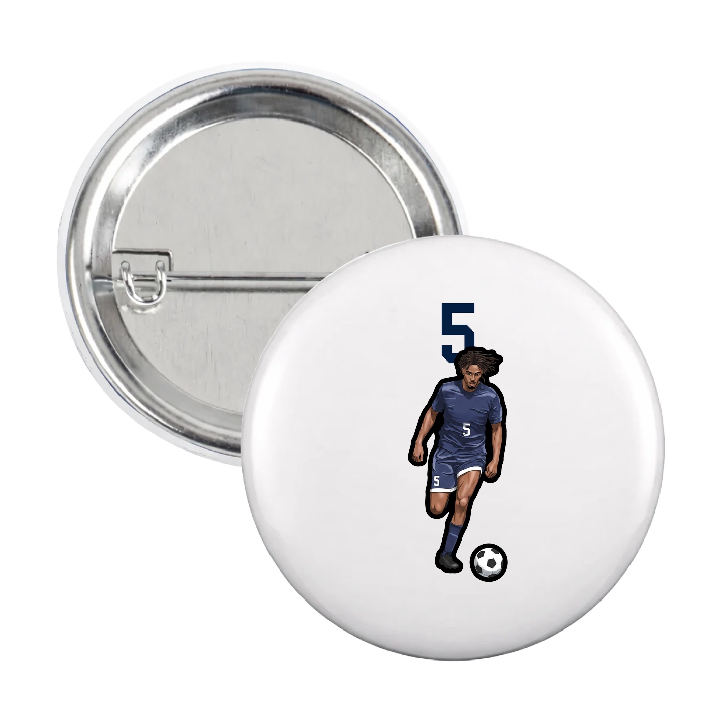 Game Day Button — Number Top in White