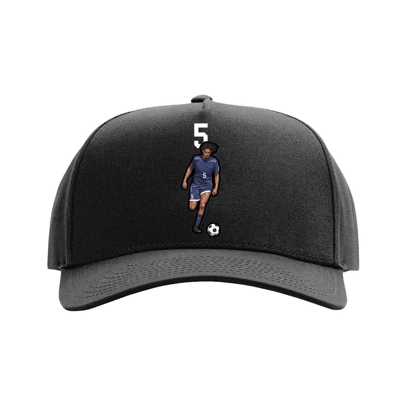 Full Fabric Five-Panel Champ Cap — Number Top in Black