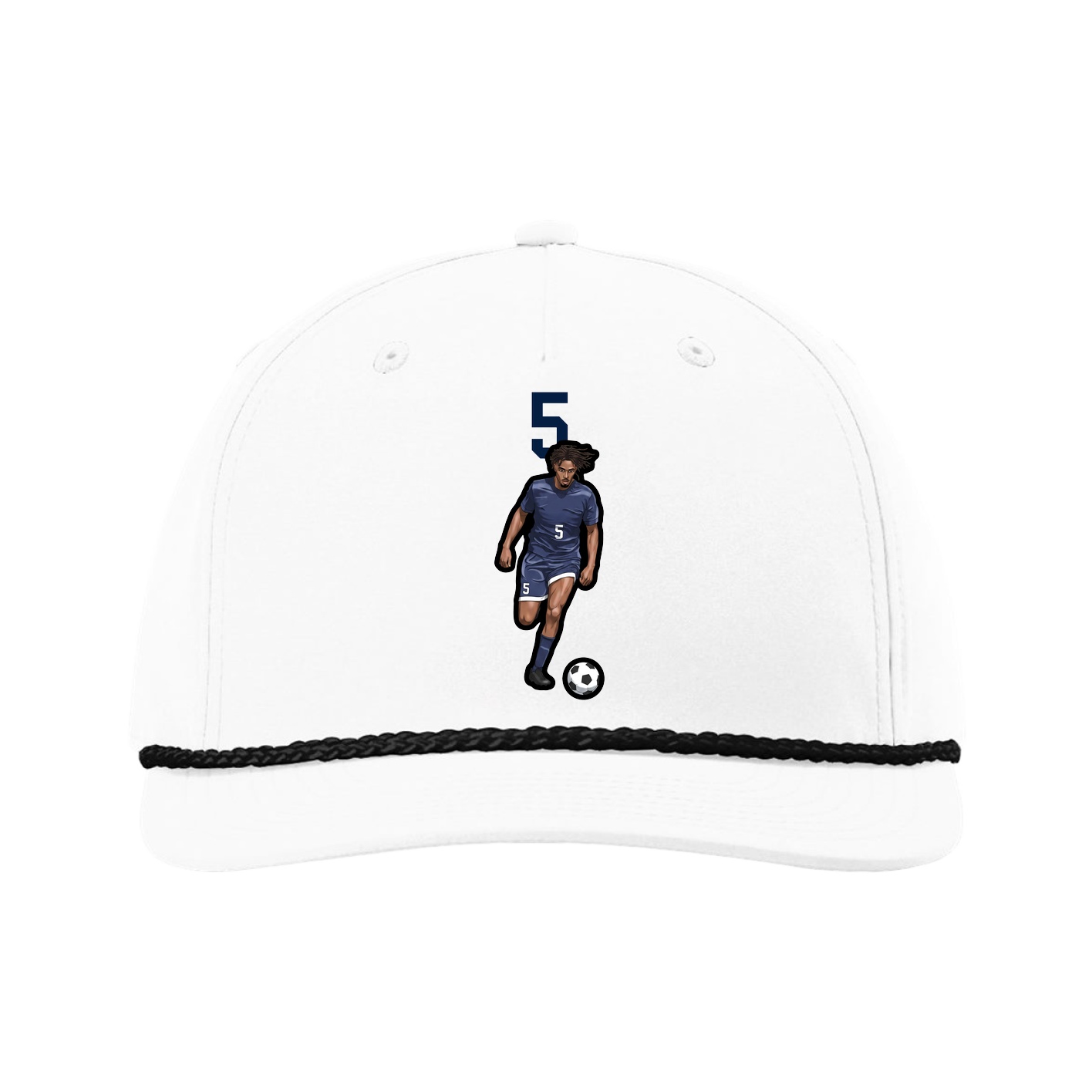 Five-Panel Classic Rope Cap — Number Top in White