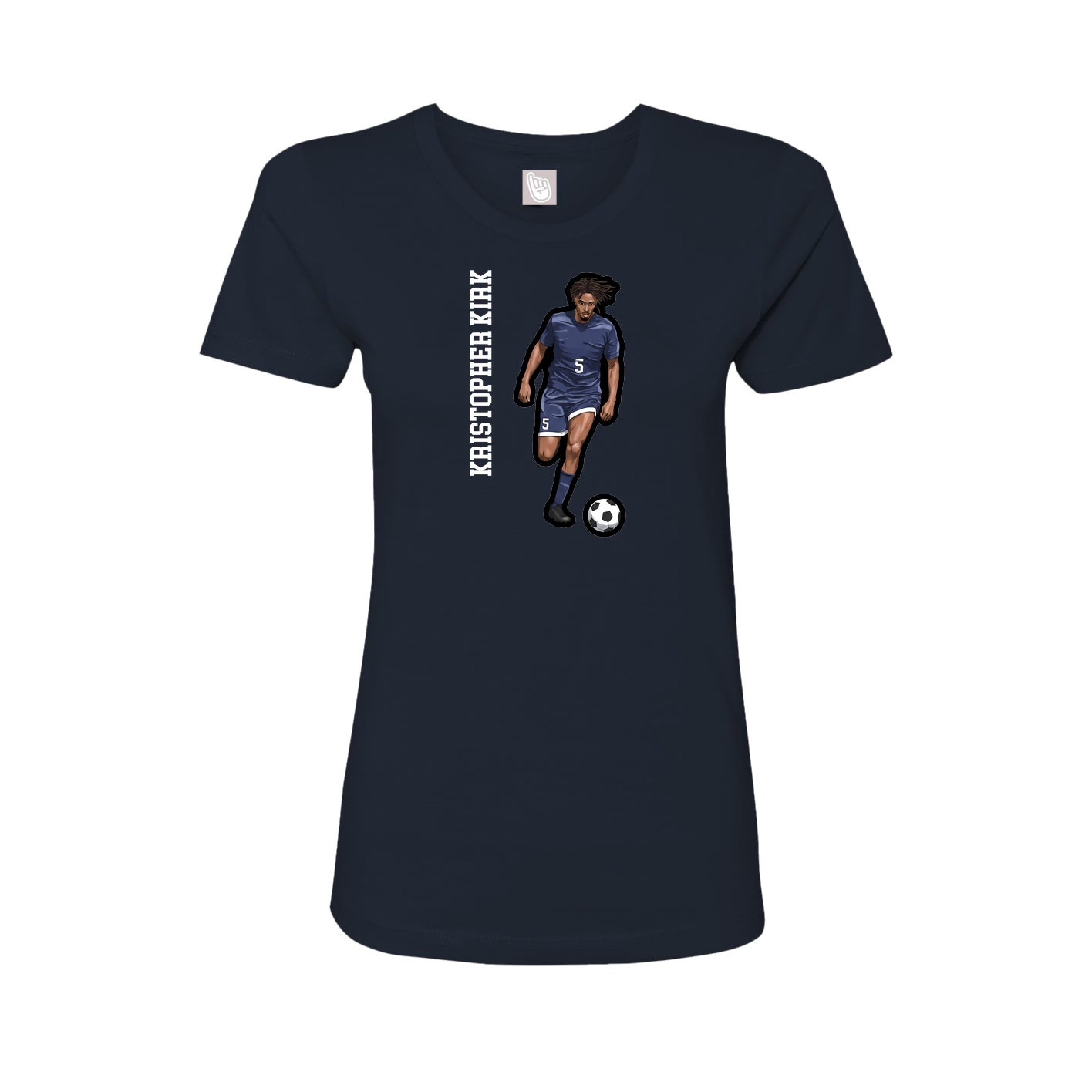 Womens Tee — Name Vertical in Navy