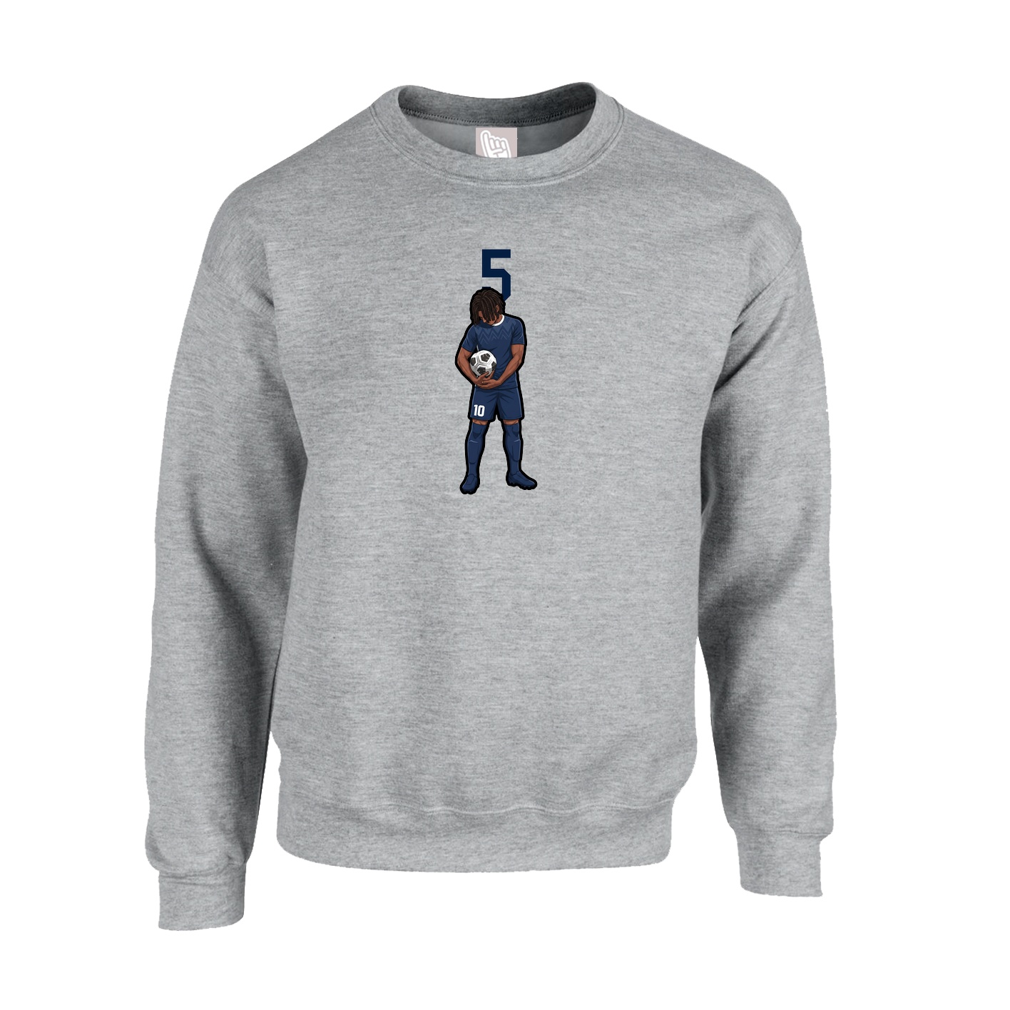 Fleece Crew — Number Top in Grey