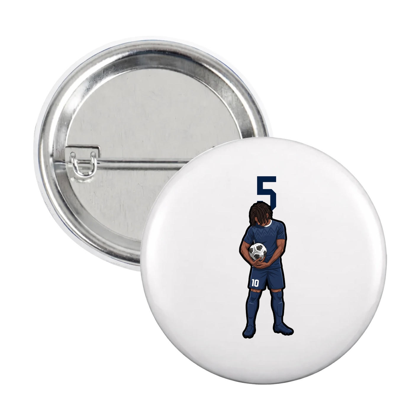 Game Day Button — Number Top in White