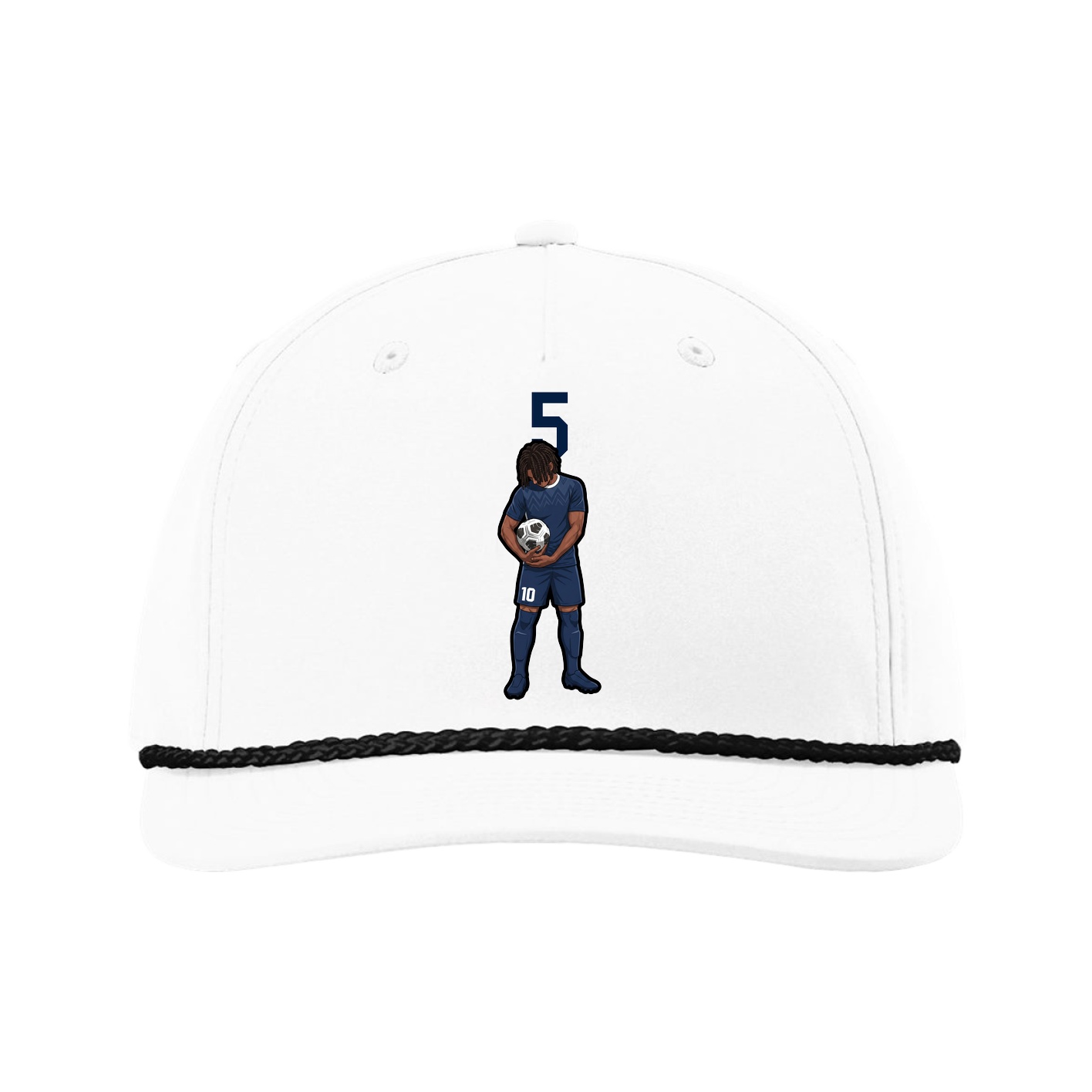 Five-Panel Classic Rope Cap — Number Top in White