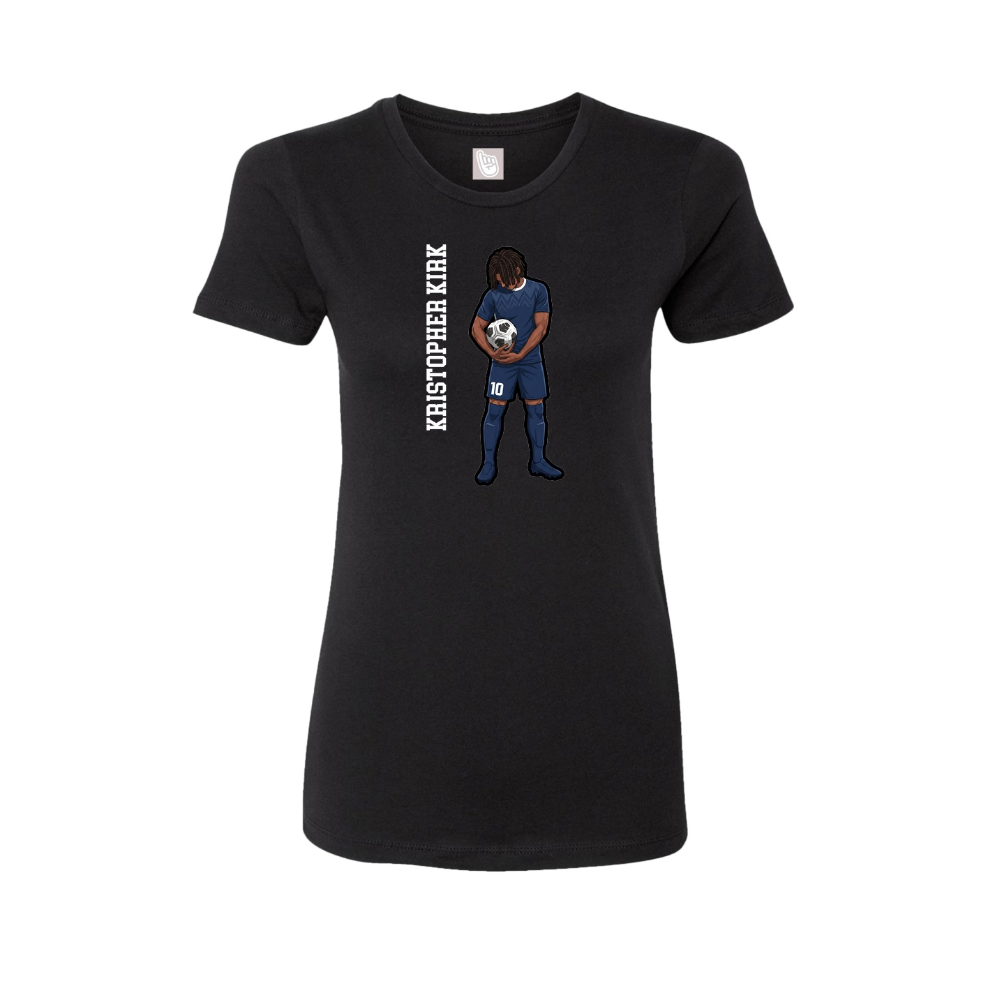 Fitted Women's Tee — Name Vertical in Black