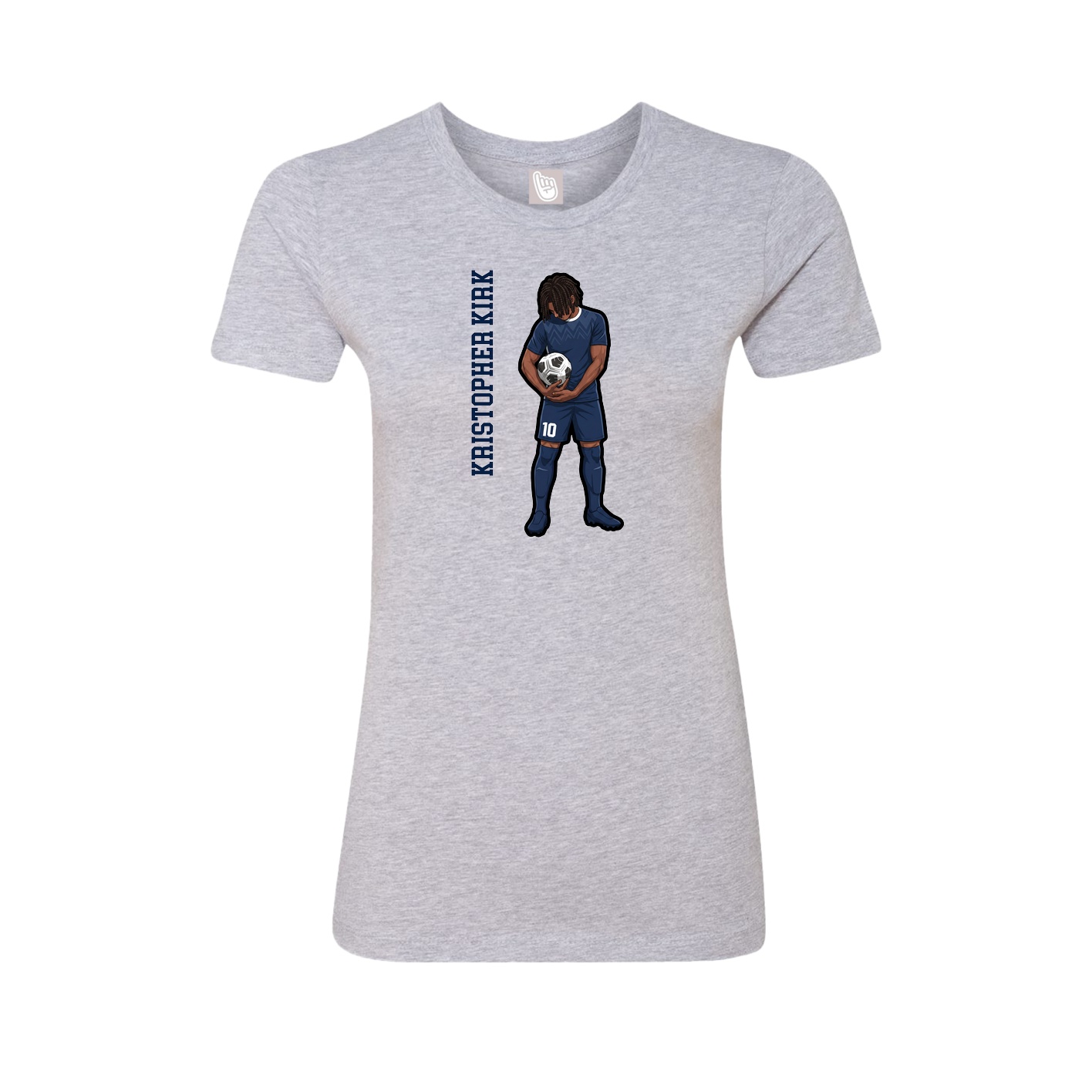 Womens Tee — Name Vertical in Grey