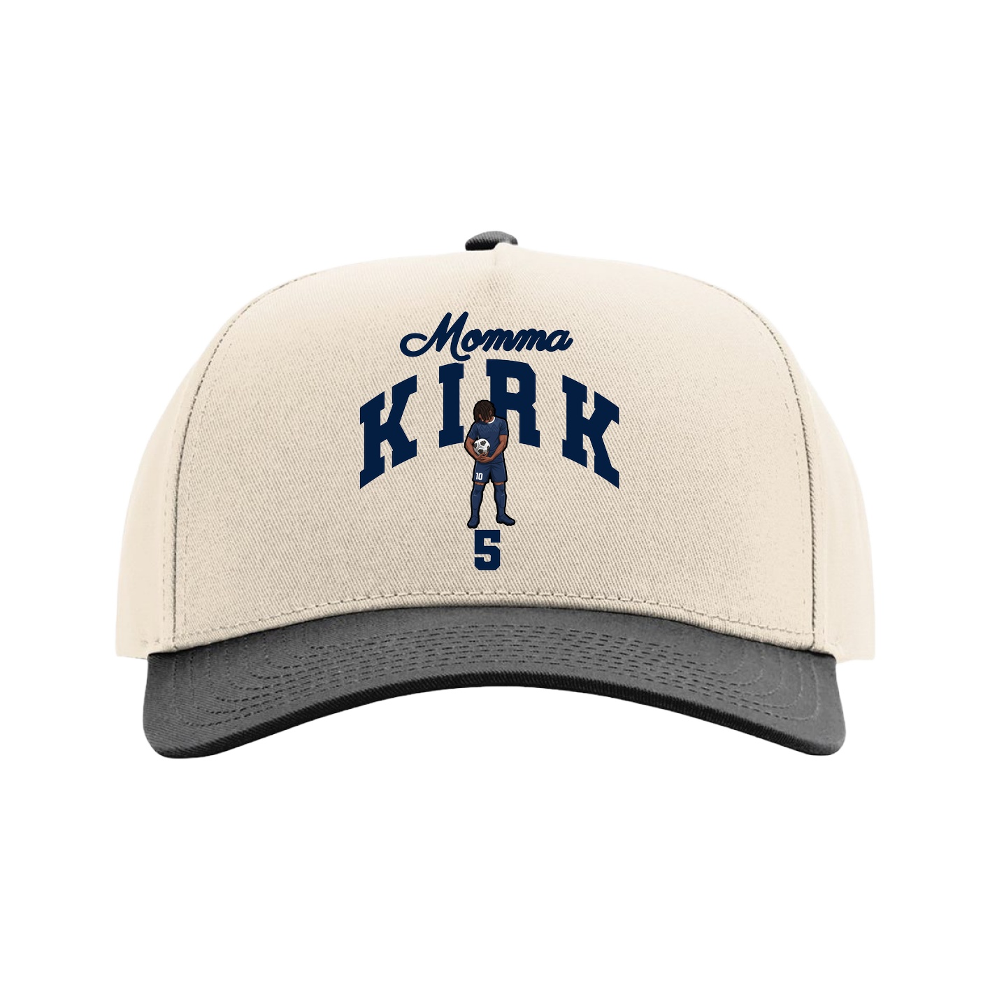 Full Fabric Five-Panel Champ Cap — Mothers Day Arch in Cream/Black