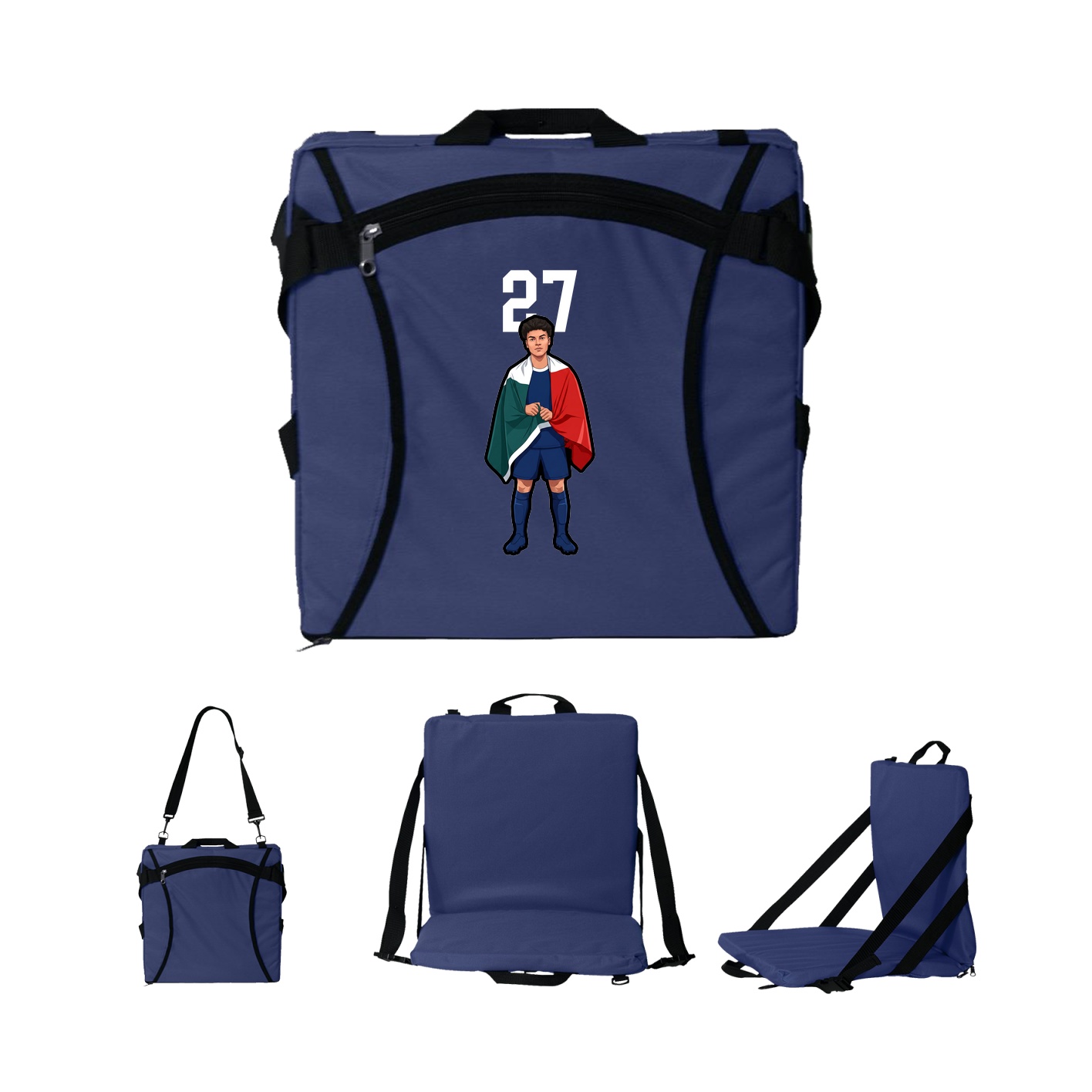 Folding Stadium Seat — Number Top in Navy