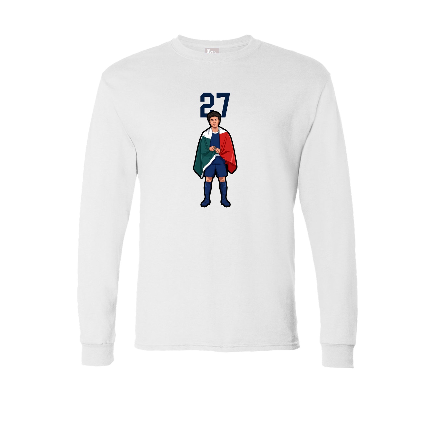 Long Sleeve Tee — Number Top in White
