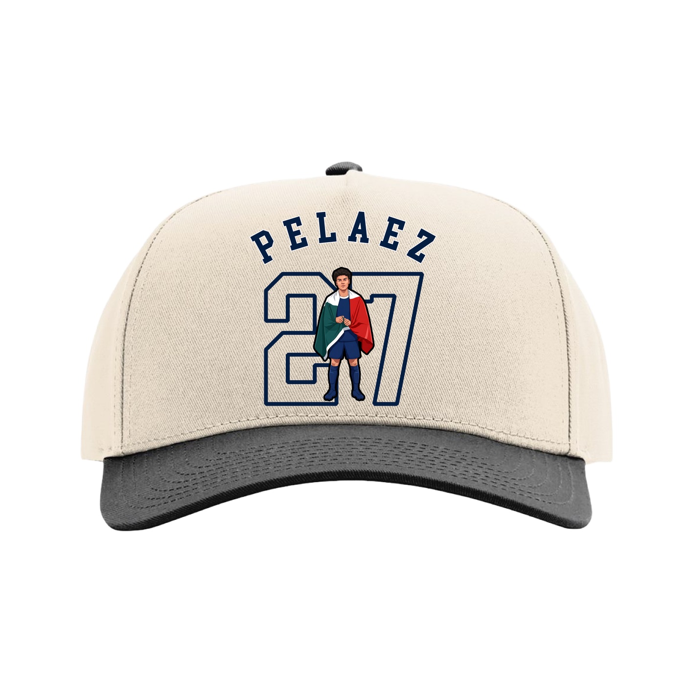 Full Fabric Five-Panel Champ Cap — Shirsey Arch in Cream/Black
