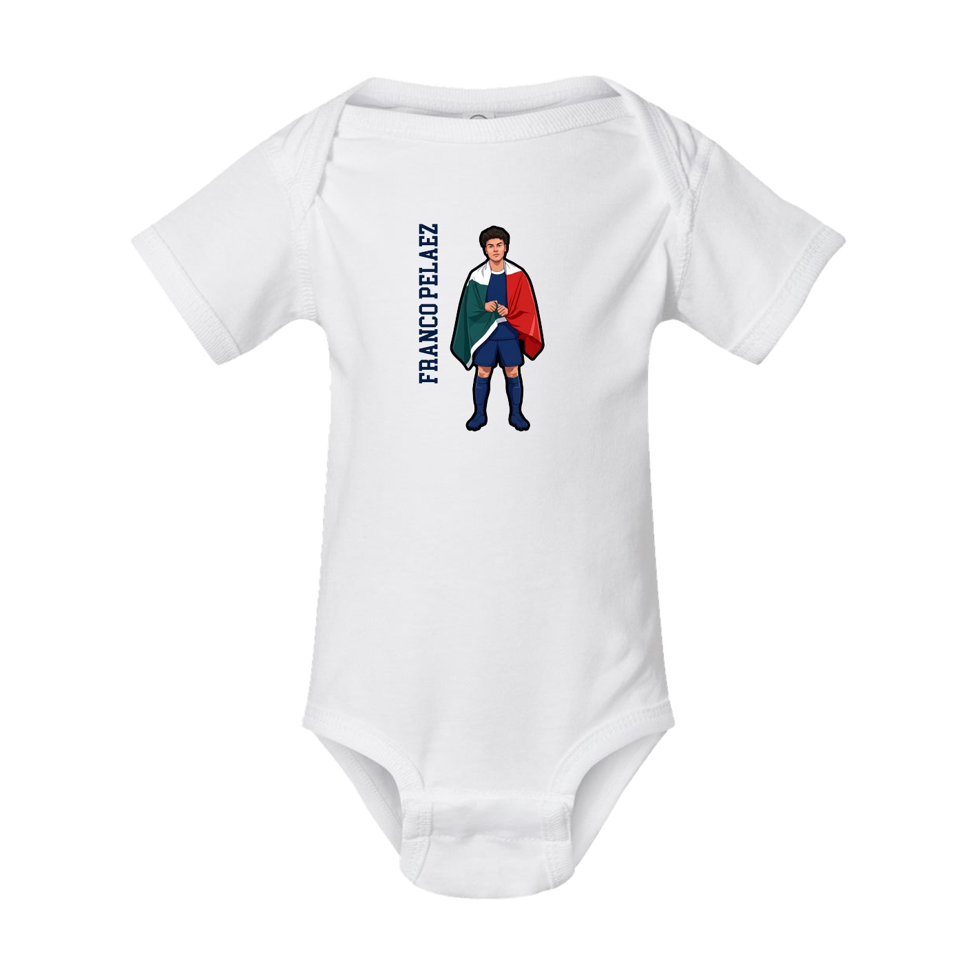 Baby Onesie — Name Vertical in White