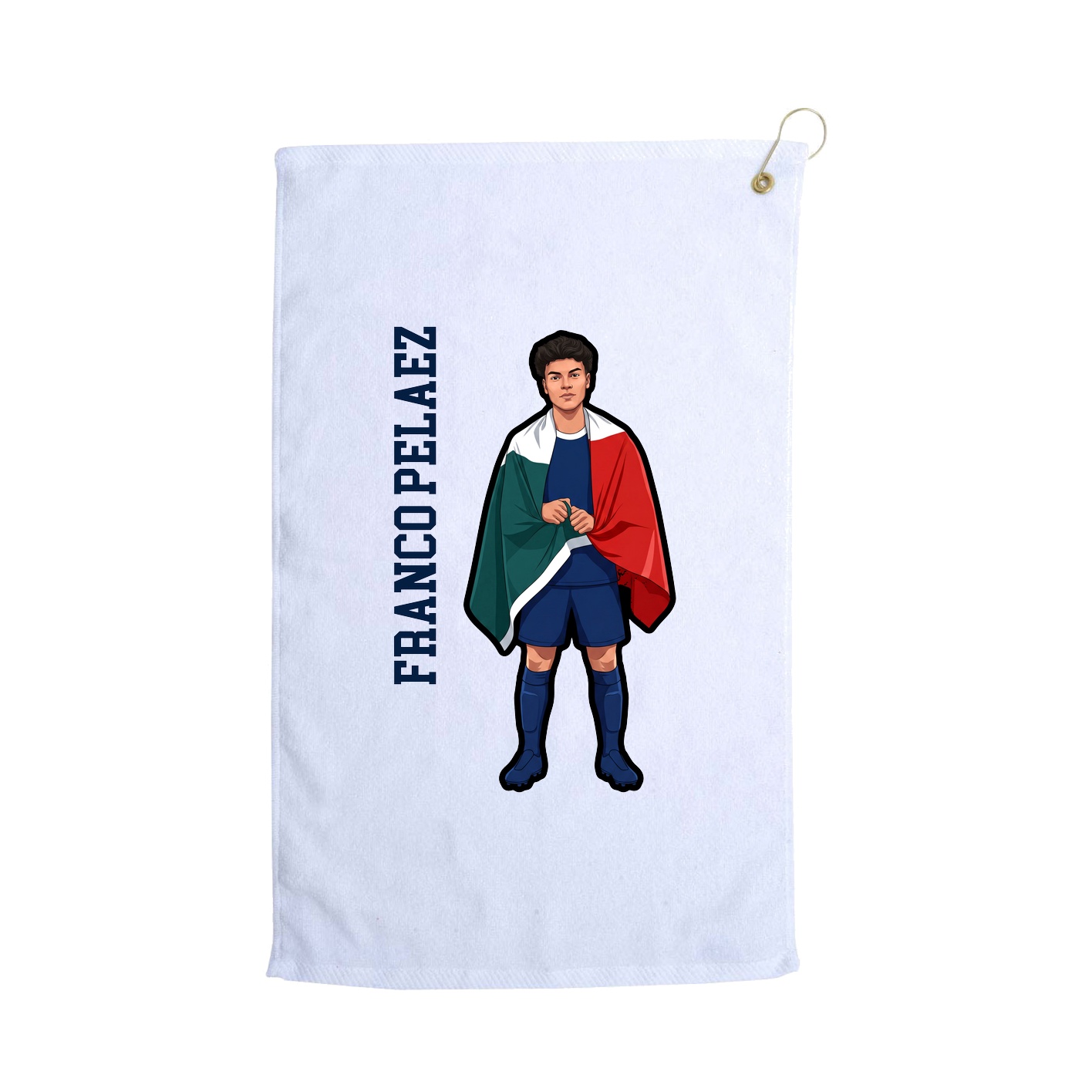 Golf Towel — Name Vertical in White
