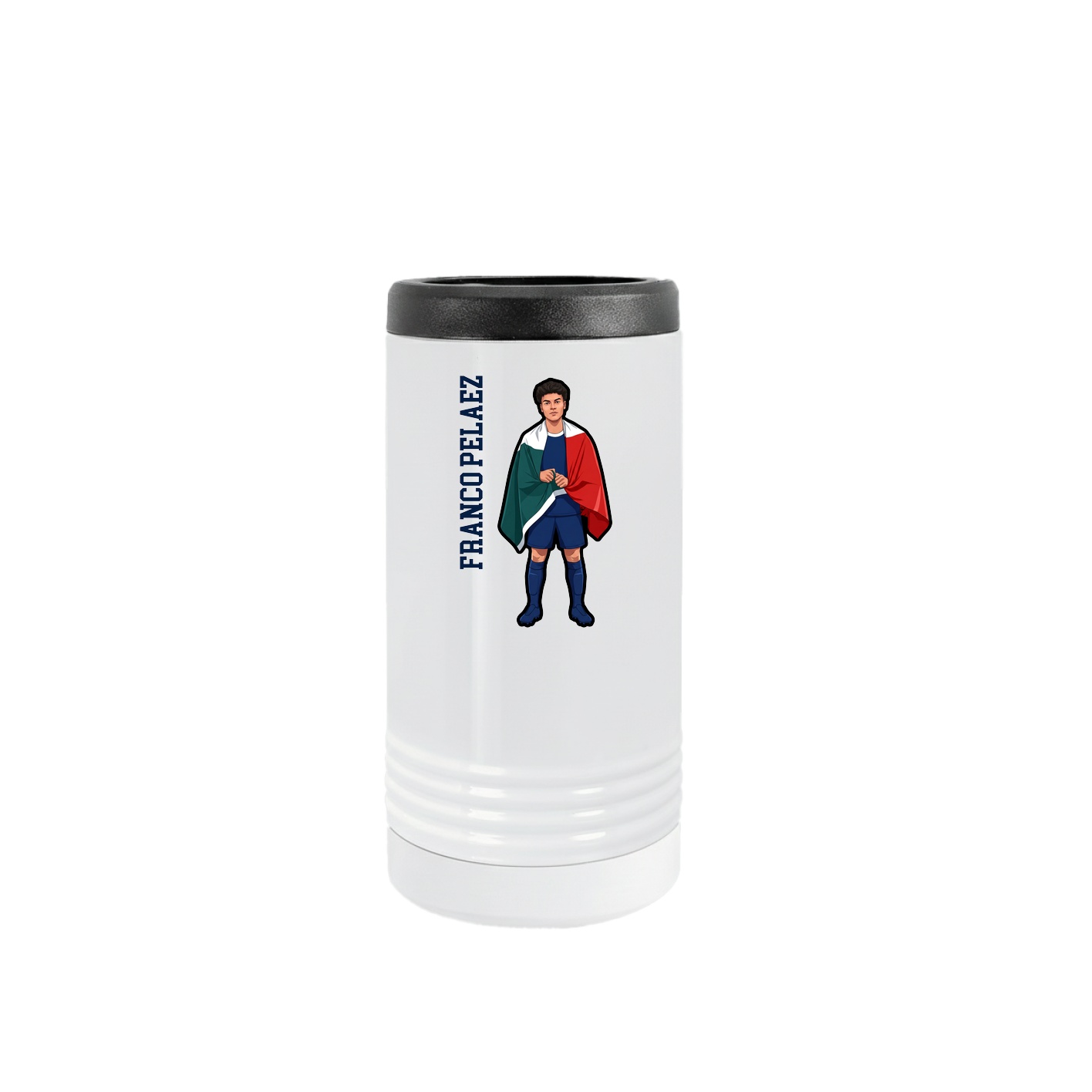Slim Beverage Holder — Name Vertical in White
