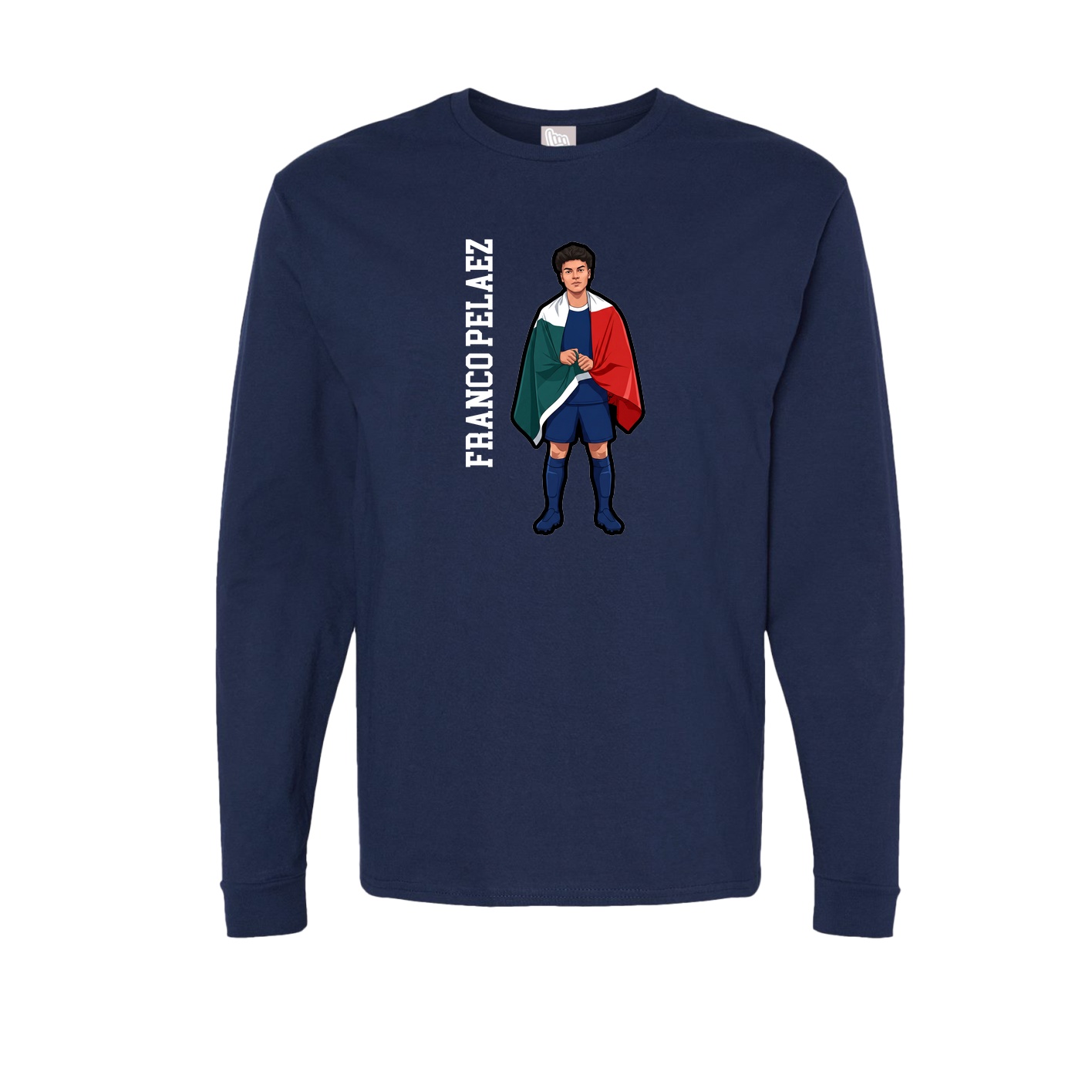 Long Sleeve Tee — Name Vertical in Navy